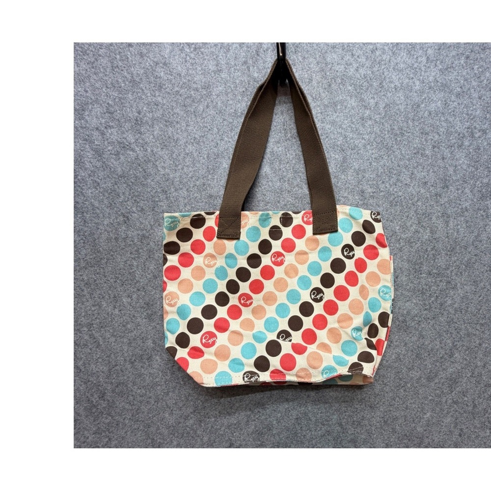 Roxy Small Canvas Tote Bag Polka Dot Multi-Color Cotton Handbag Y2K
